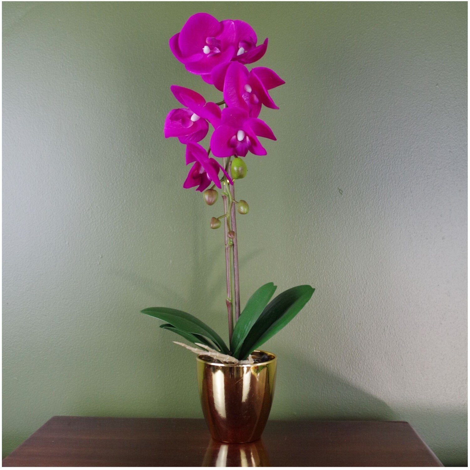 46cm Real Touch Artificial Orchid in Decorative Pot - Pink