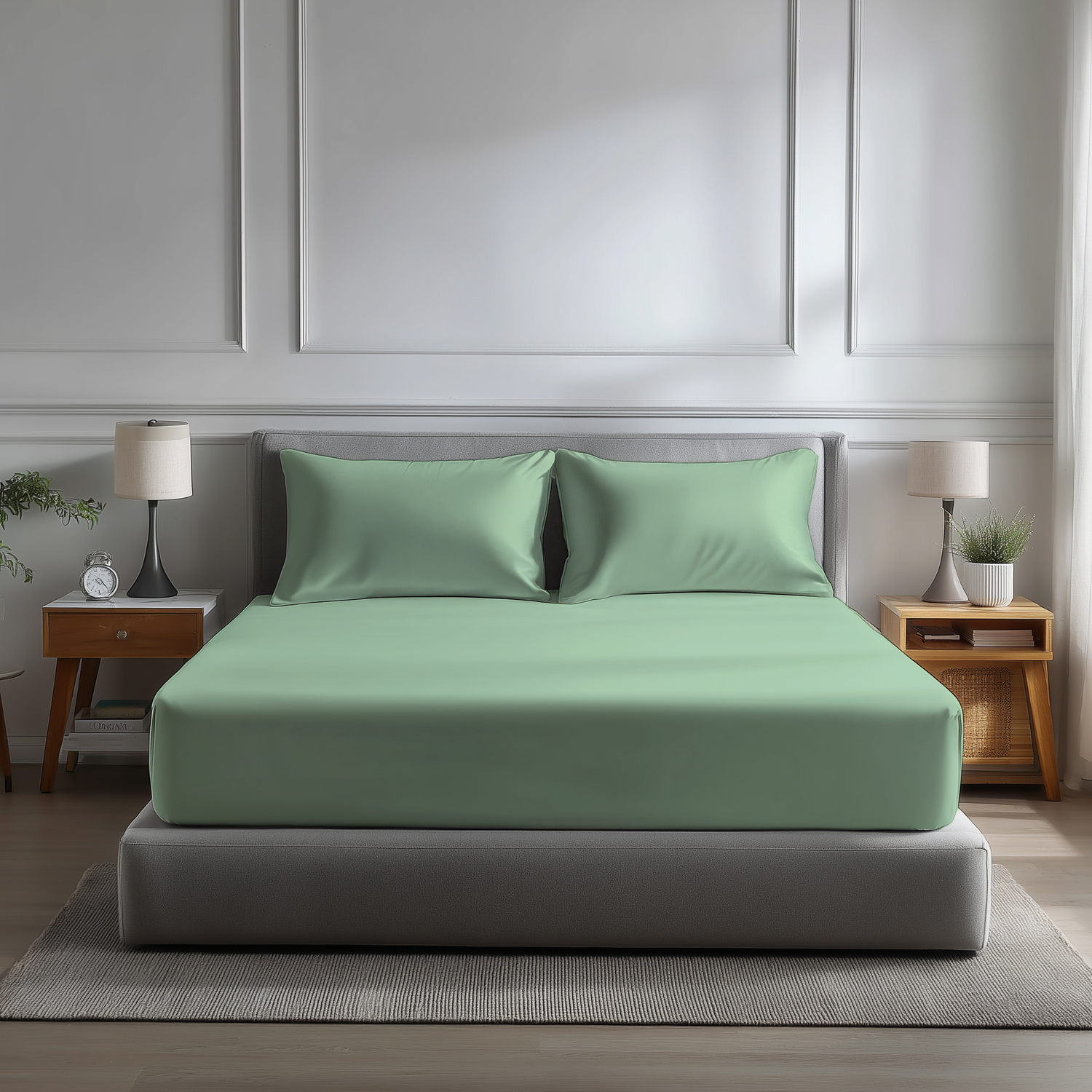 Snug City Microfibre Soft Touch Fitted Sheet 40cm Extra Deep Skirt Plain Dyed Bed Linen in Duck Egg Blue | Size: Super King