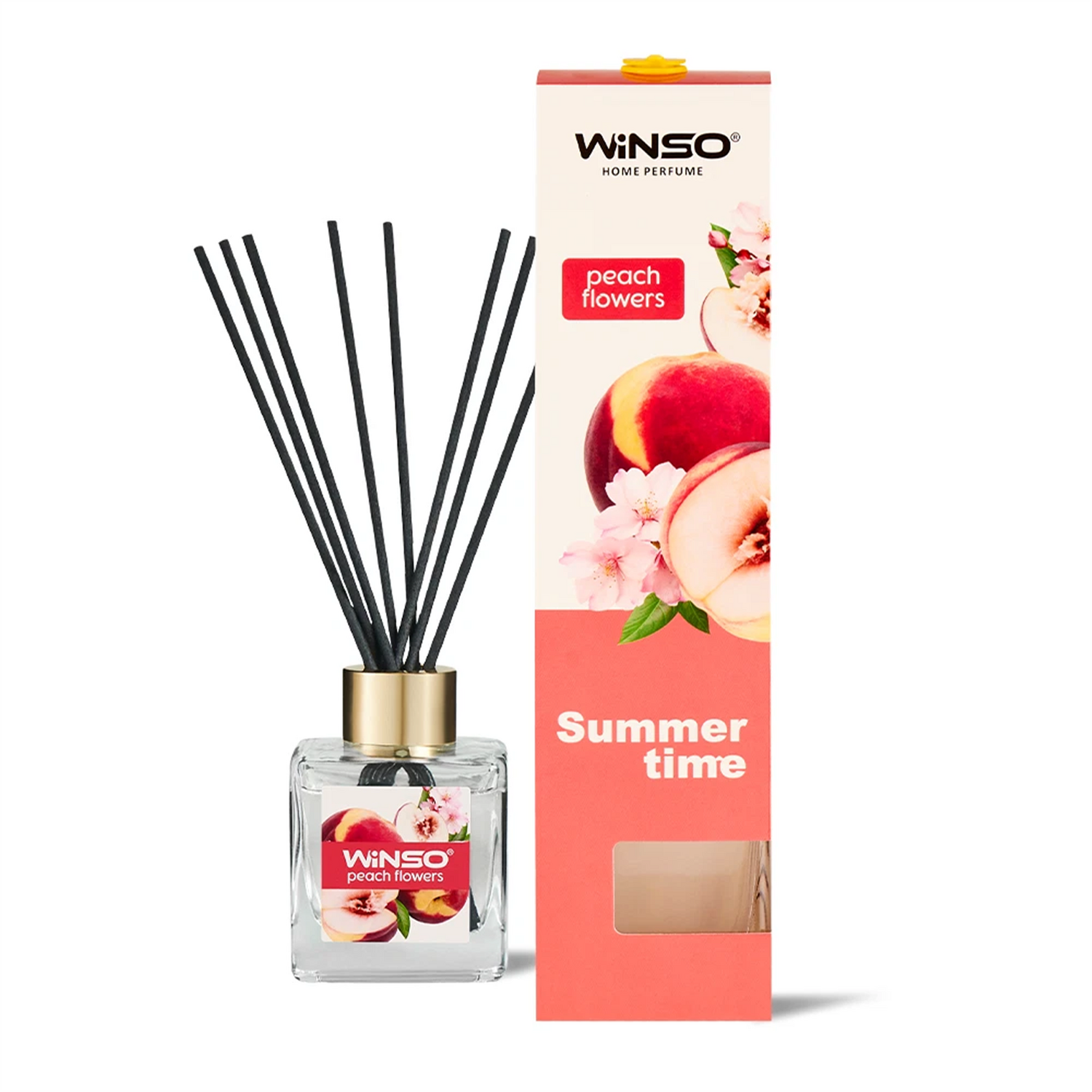 Winso Reed Diffuser Peach Flowers Scent Summer Time Home Perfume 100ml - Black