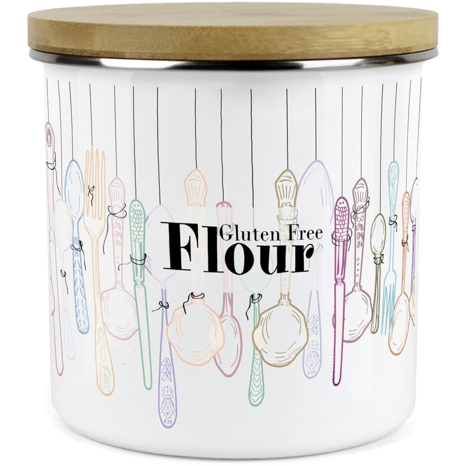 Purely Home Vintage Cutlery Large Flour Storage Canister - White