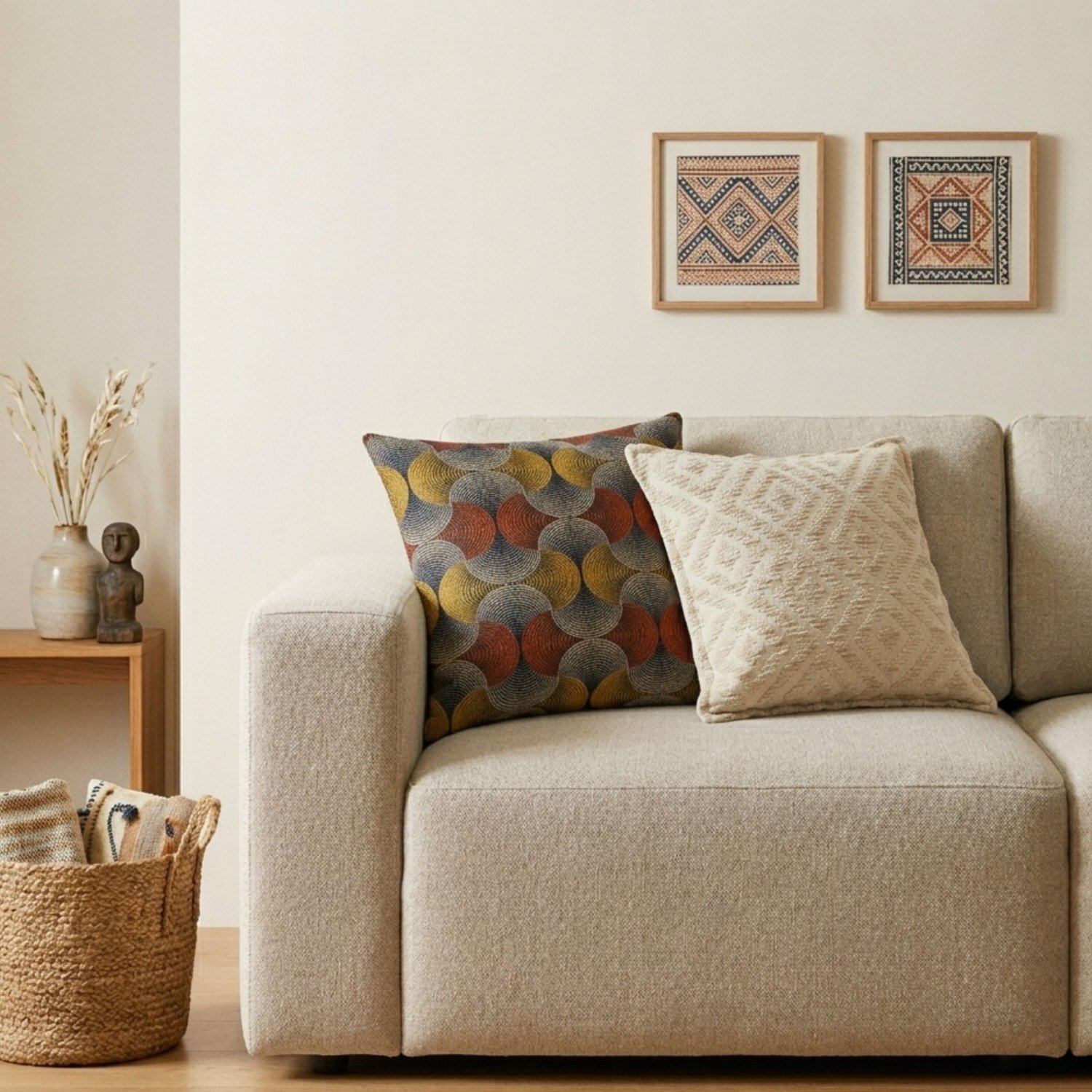 KDMD Classic Cushion Cover Neutral Geo Creme 45x45cm | Size: 45x45 cm