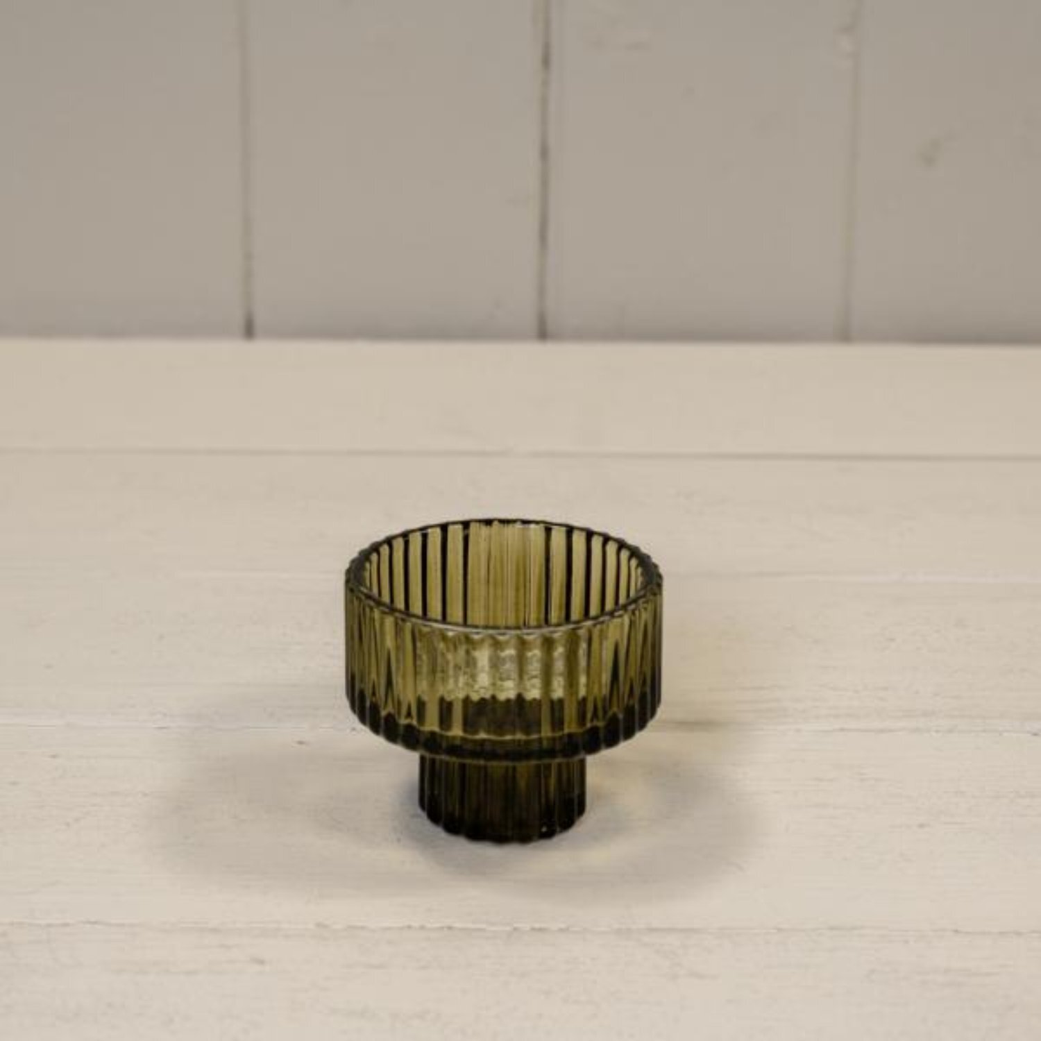 Kdmd Unisex Olive Green Glass Candle Holder - Small - Image 2