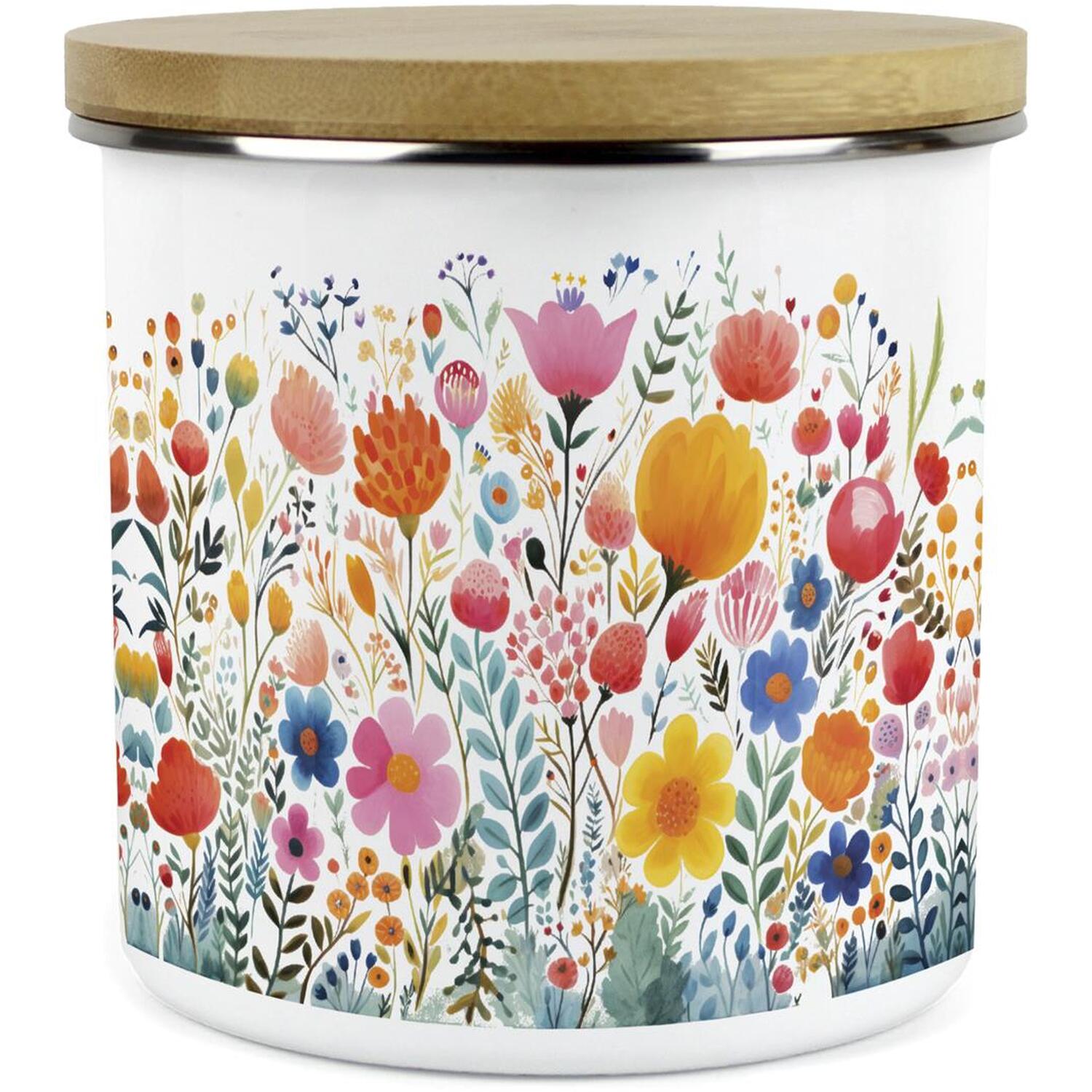 Purely Home Bright Floral Large Kitchen Storage Canister - White