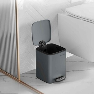 Steel Pedal Waste Bin Soft Close Stay Open, Grey