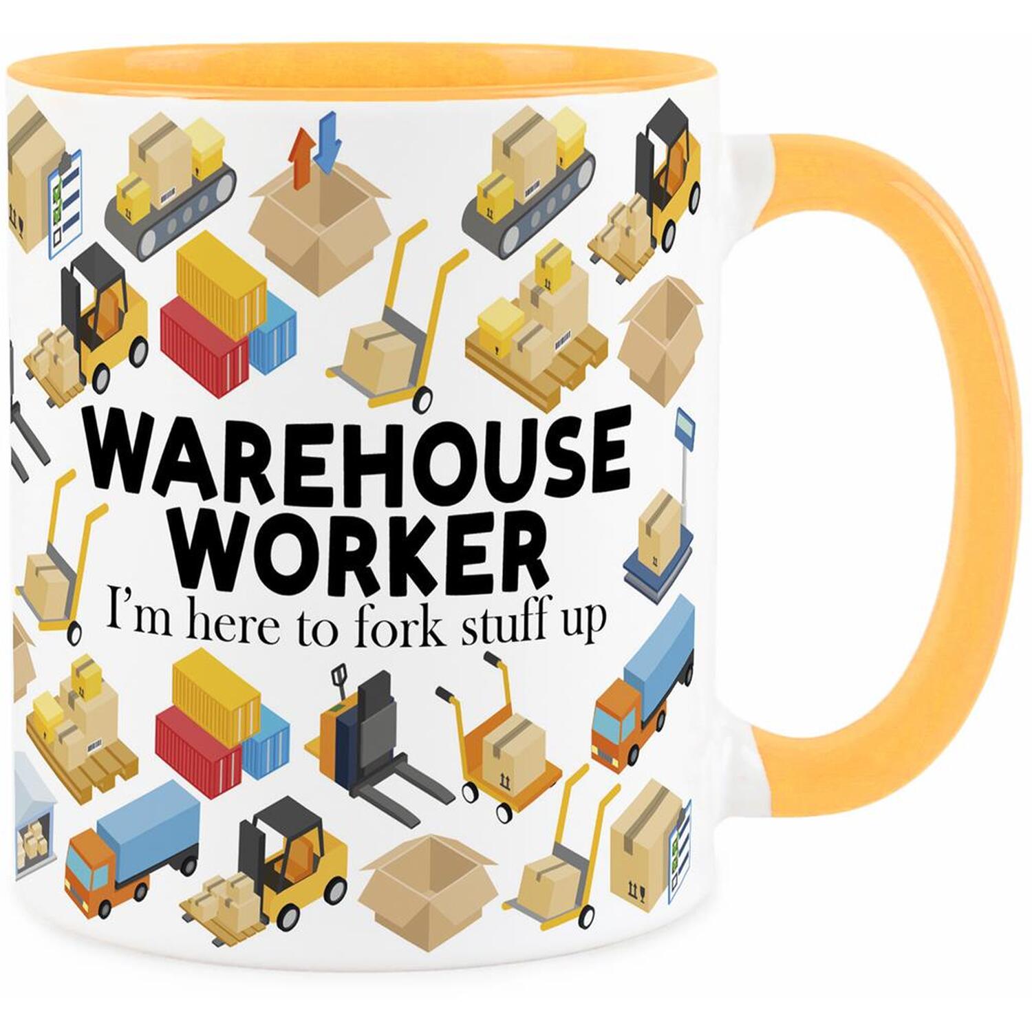Purely Home Novelty Warehouse Worker Golden Yellow Mug - Coffee/Tea Ceramic Cup Gift - Golden Yellow