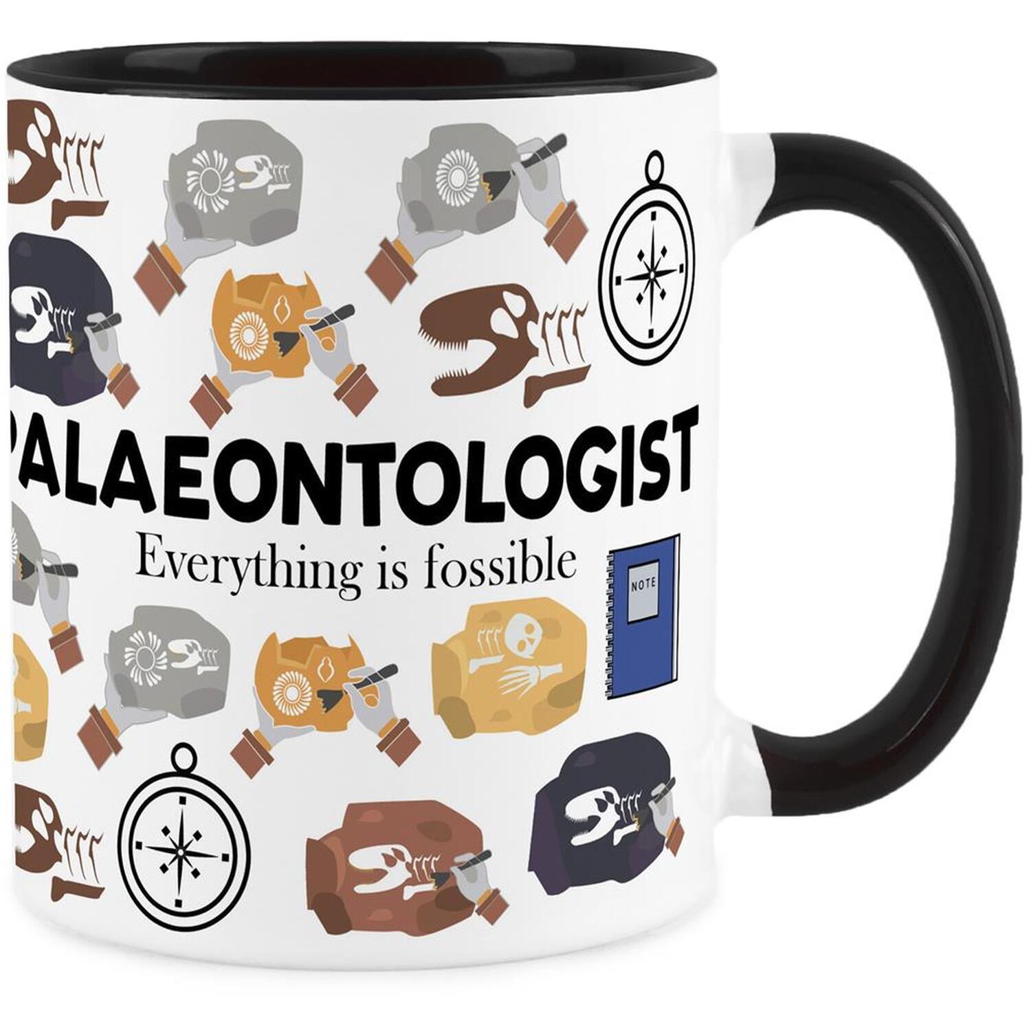 B&Q - Paleontologist MugHumourous Dinosaur Fossils Trades Funny Novelty GiftTea/coffee Hot Drinks Black Ceramic Cup Present - Image 2