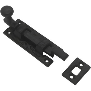 Dzina 75mm Necked Door Bolt in Black Antique  Surface Mounted Sliding Lock for Internal Doors
