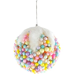 Pastel Candy Beads and White Fur Bauble