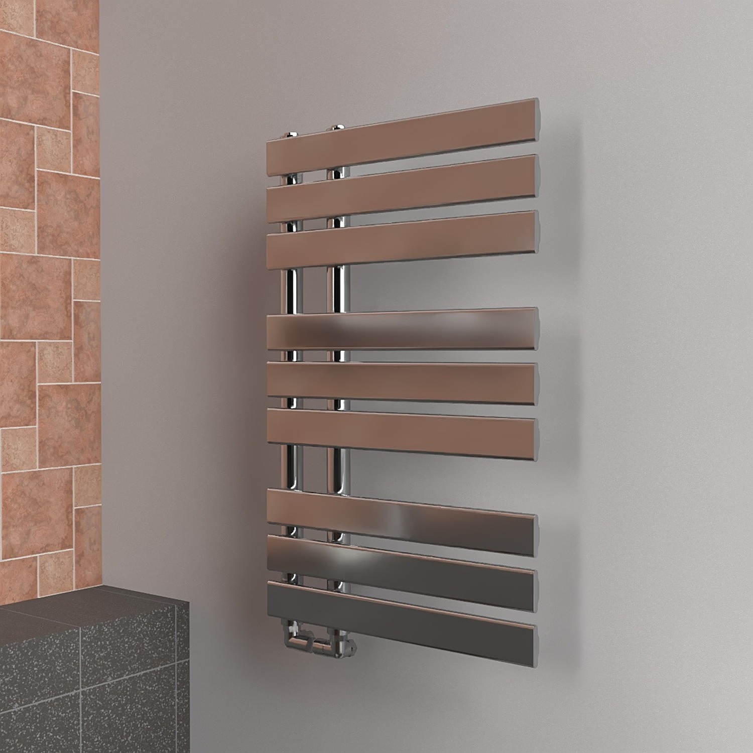 Lux Heat Open Flat Towel Radiator - Chrome - 800Mm X 500Mm - Chrome - Image 2