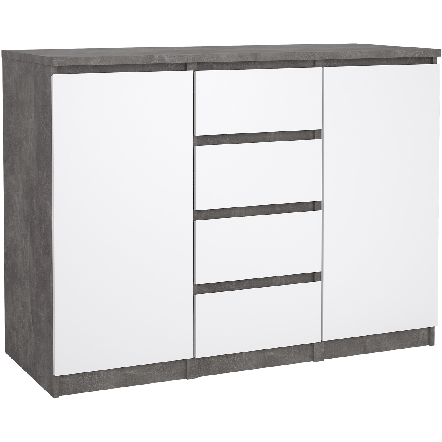 Rackhams White/Grey Naia Sideboard 4 Drawers 2 Doors In Concrete And High Gloss - 120.8 - 1 - Image 3
