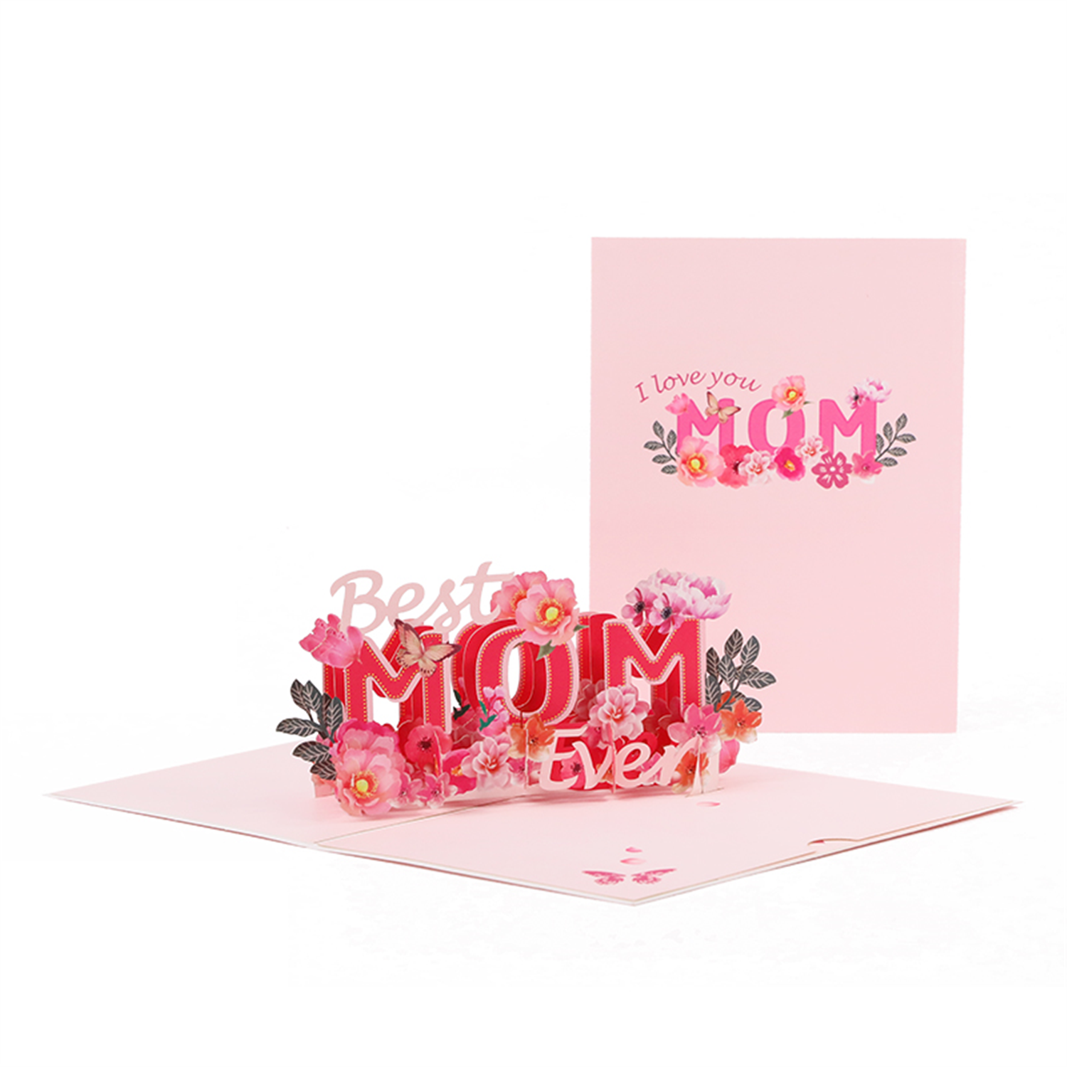 Brightfeel Best Mom Ever Stunning 3D Floral Pop Up Mother's Day Card - White