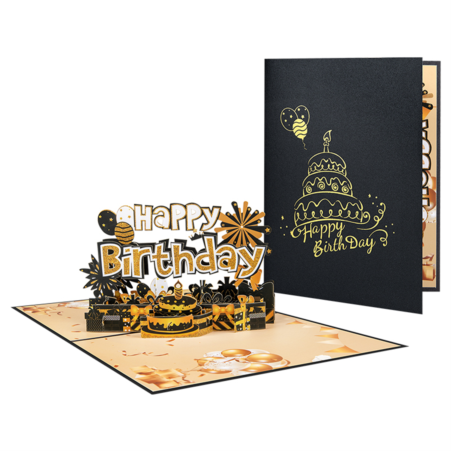 Brightfeel Golden Wishes 3D Pop Up Birthday Card - White