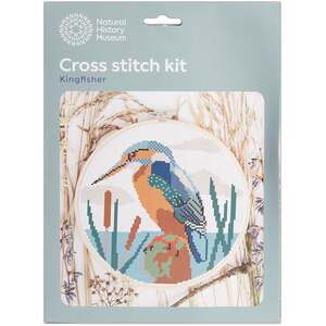 Natural History Museum Cross Stitch Kit, Kingfisher Design, 14cm