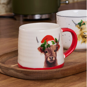 Highland Cow Santa Hat Mug