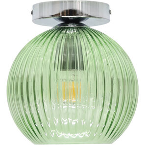 Betchley Green Ribbed Glass Globe Chrome Ceiling Light Fitting