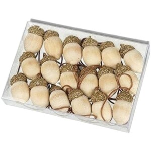 Set of Glittery Acorns Christmas Tree Decorations
