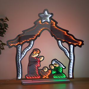 50cm Light Up Christmas Nativity Scene Infinity Mirror with LEDs