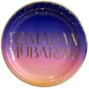 Ramadan Mubarak Party Plates (10pk) - Purple & Gold