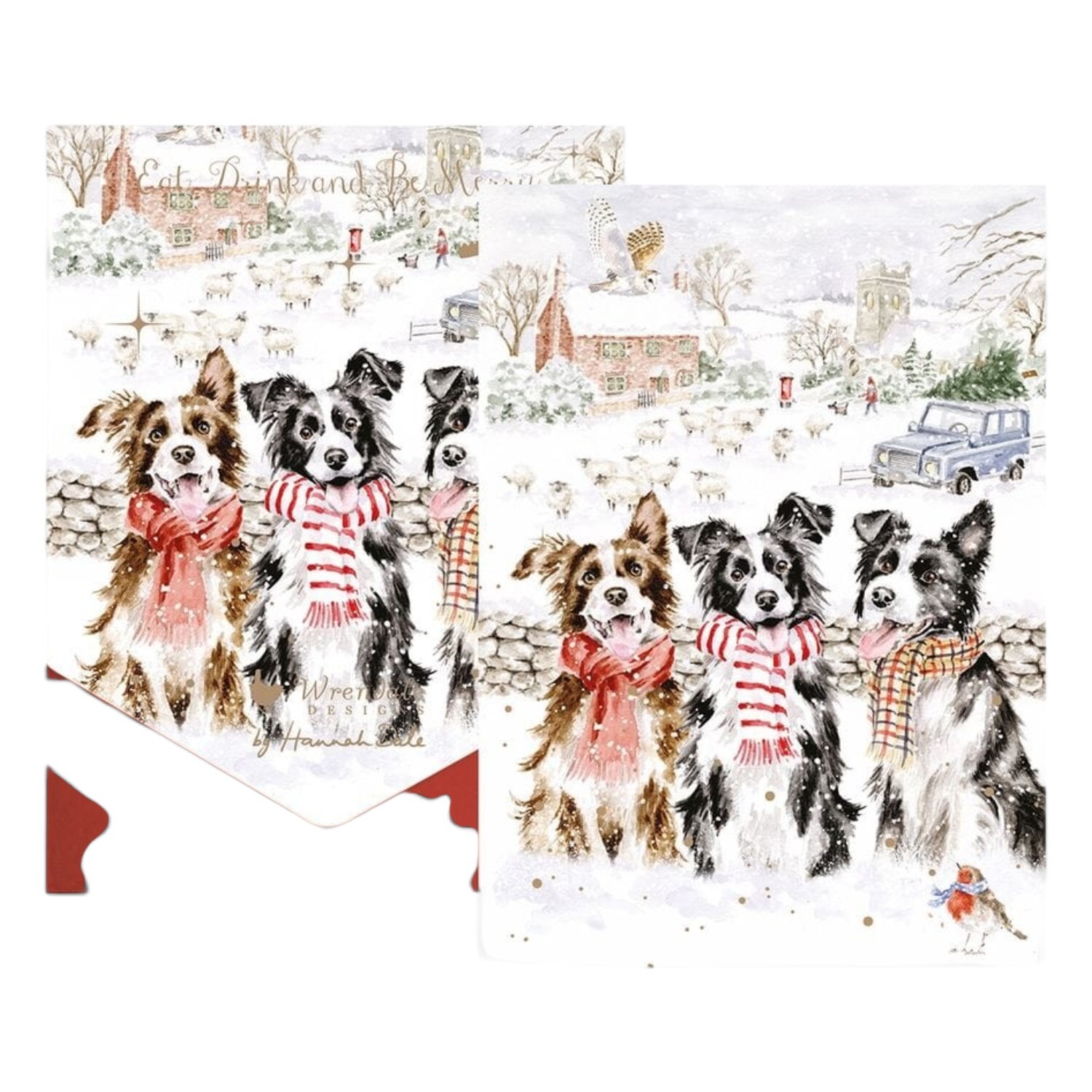 Christmas Cards 8 Pack Dogs Shepherds Snow - Wrendale Illustrated Xmas Wallet - Image 2