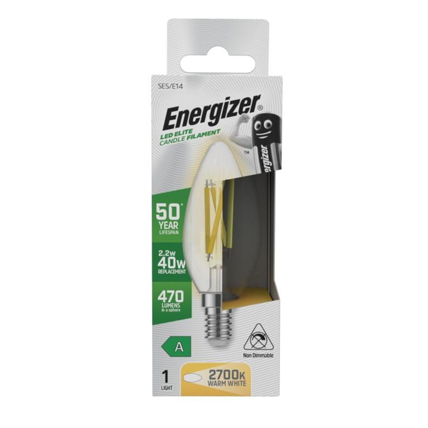 Energizer E14/Ses Filament Bulb - Transparent/Grey