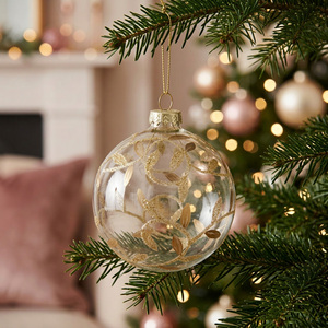 Clear Glass Gold Leaf Bauble