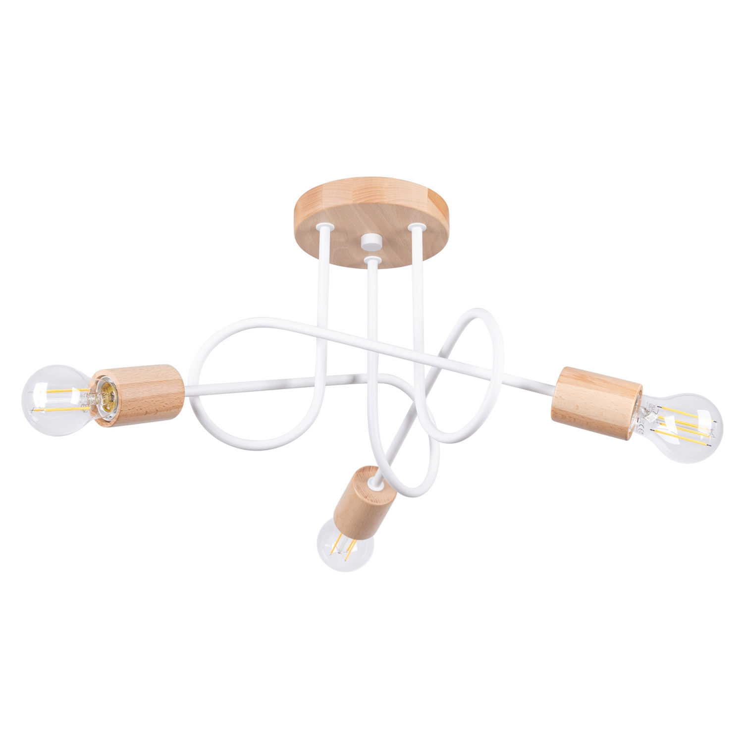 Sollux Lighting Chandelier Ember 3 White - White/Natural Wood
