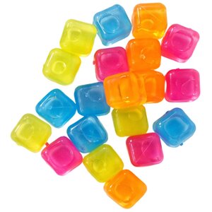 Refreezable Plastic Ice Cubes for Drinks and Cocktails, Reusable Colourful Cubes, Pack of 20