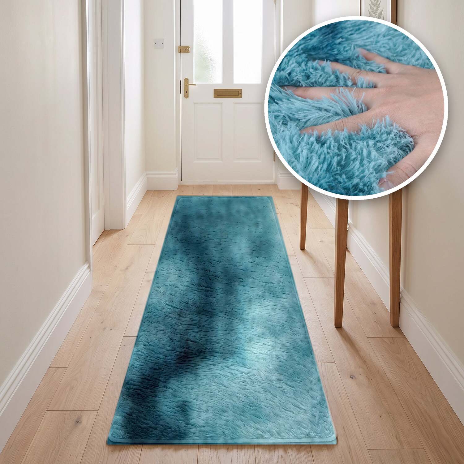 The Rugs Lush Shaggy Duck Egg Blue Rug - Duck Egg Blue / 80Cm / 280Cm / 0.57Kg