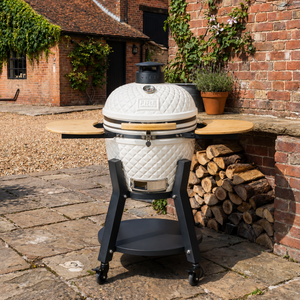 Fire Mountain Fuji 18 Inch Ivory Ceramic Kamado BBQ Grill With Cover