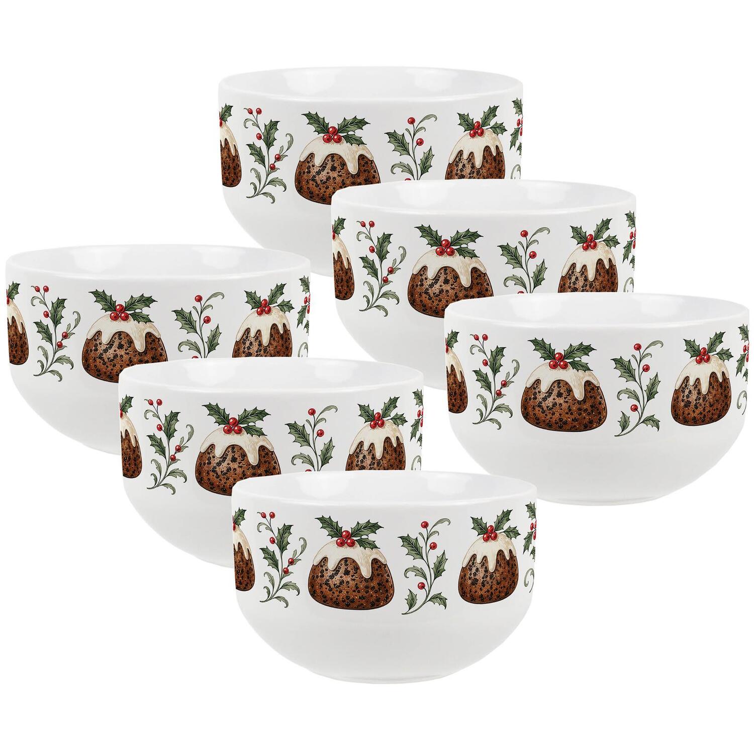 Christmas Puddings Ceramic Bowls - Xmas Treats/Desserts Tableware Gifts, 6pk - Image 2