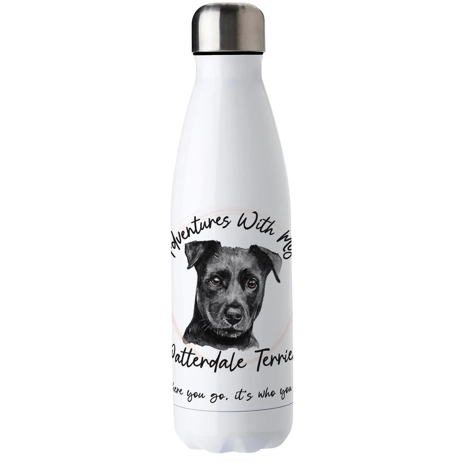 Purely Home Dog Adventures Patt Terrier Stainless Steel Water Bottle - White