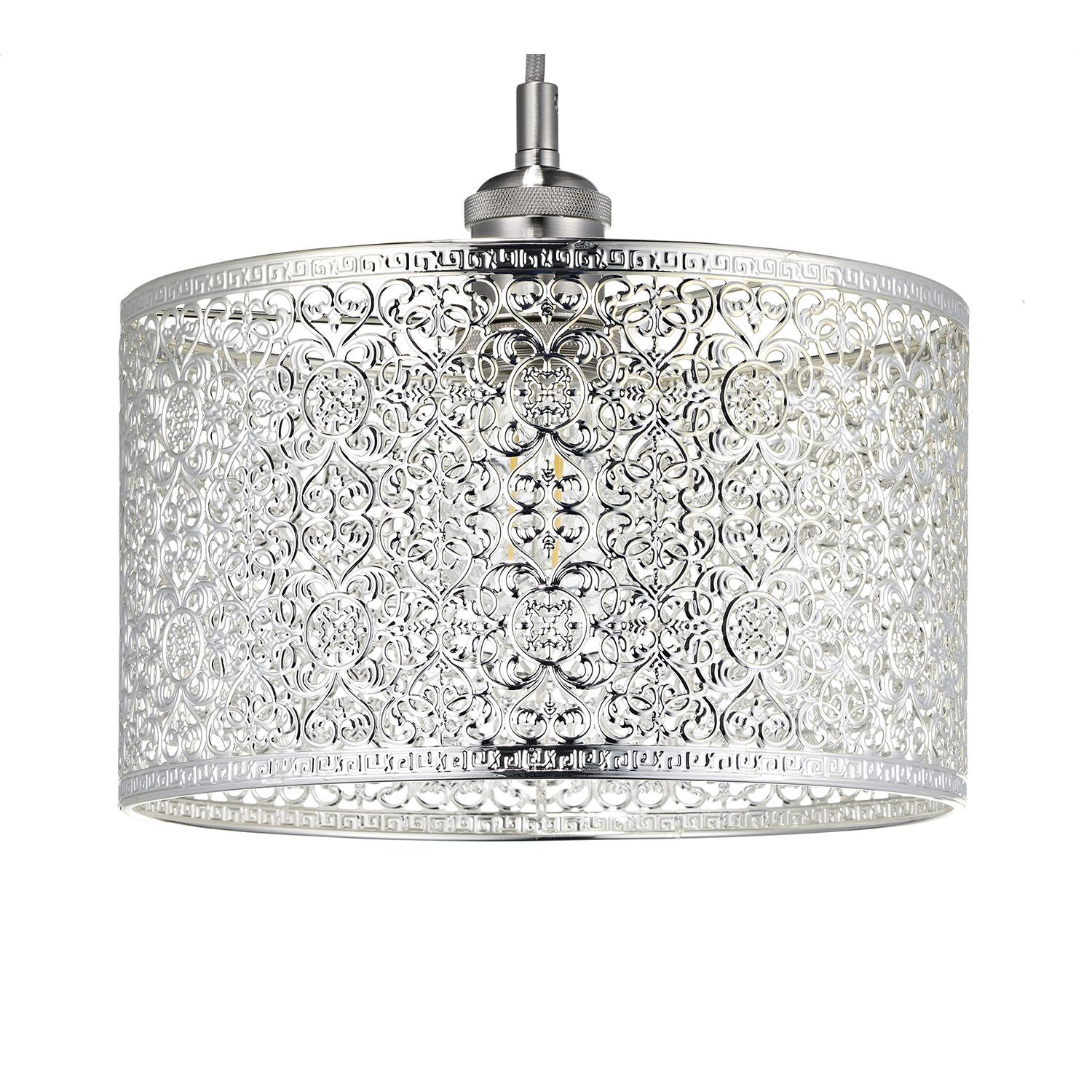 Happy Homewares Ornate Moroccan Style Decorated Metal Pendant Lighting Shade