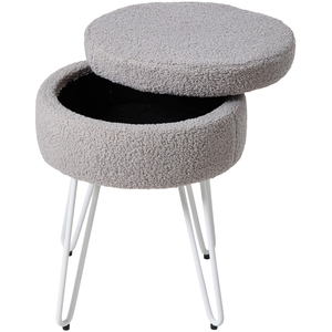 Livingandhome Teddy Fleece Upholstered Storage Footstool