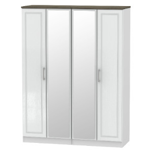 Elmley Ready Assembled 4 Door Mirrored Wardrobe