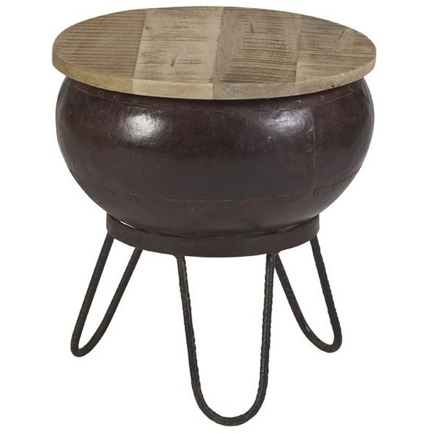 IH Design - Upcycled Industrial Mintis Round Low Seater - Light Wood thumbnail