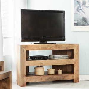 Tokyo Light Mango Wood Open Corner TV Cabinet