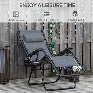 Grey Outsunny Zero Gravity Garden Deck Folding Chair shot 1337833
