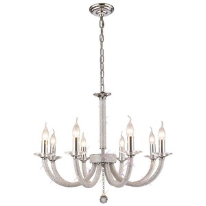 Elena Ceiling Pendant Chandelier 8 Light Polished Chrome, Crystal