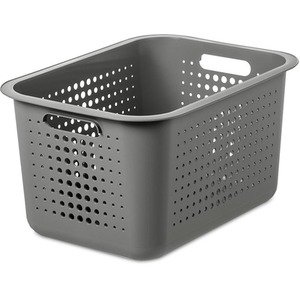 Grey / 2 13L Taupe with Brown Bamboo Lid Storage Basket shot 1586058