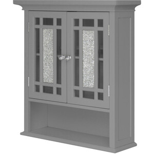 Teamson Home Wooden Bathroom Wall Cabinet Windsor 2 Doors Grey EHF-527G