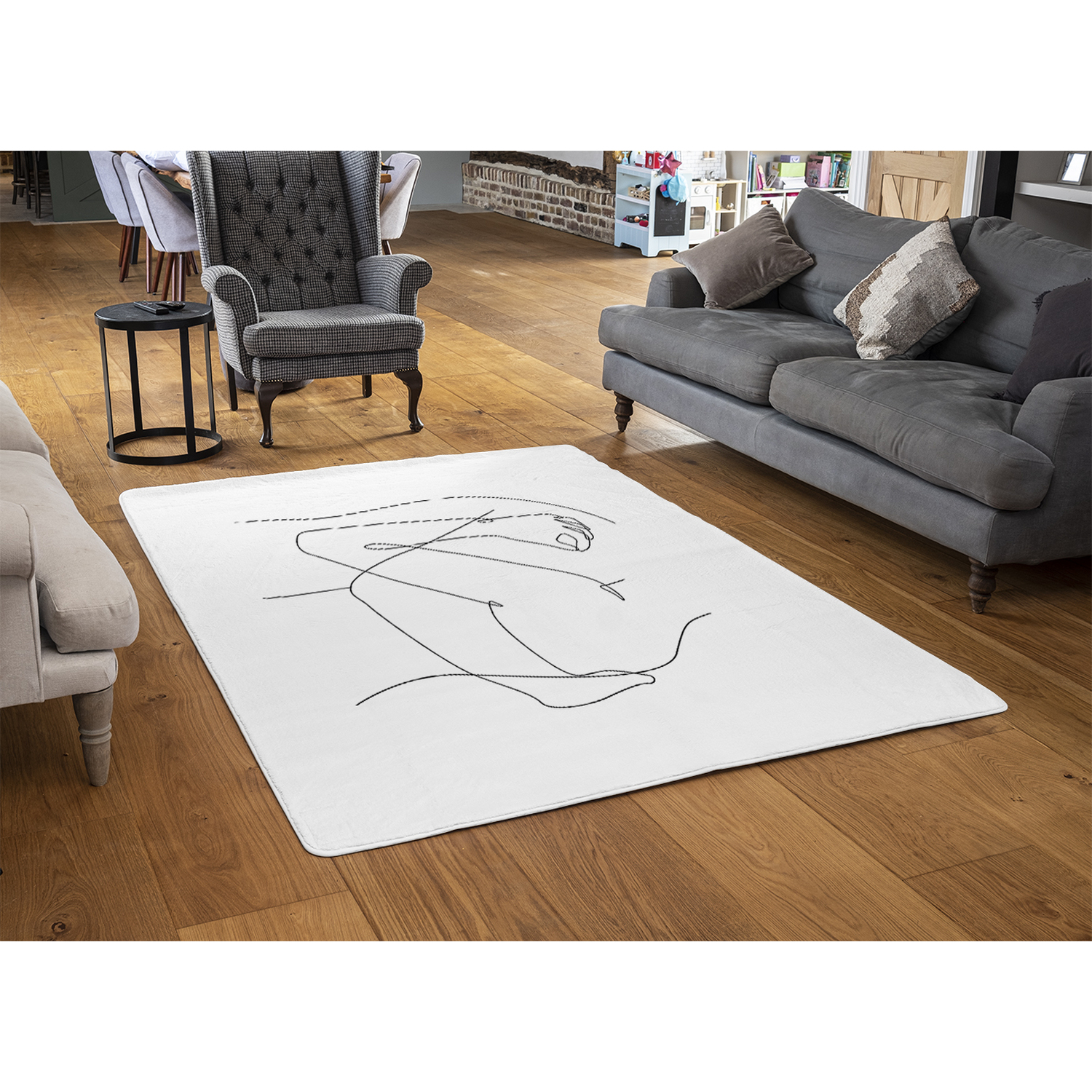 Line Art Hug Designer Rug - White 230cm