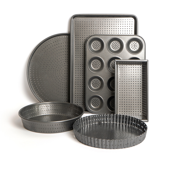 6pc Crusty Bake Non-Stick Bakeware Set for Quiche, Cookie, Pizza, Loaf