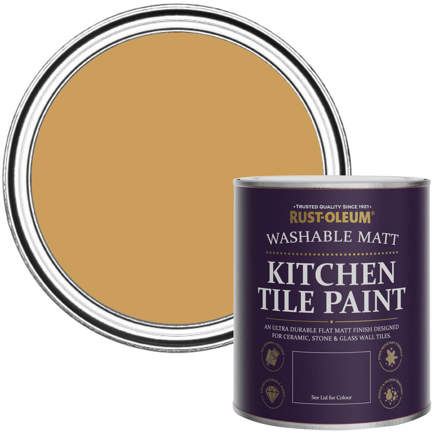 Rust-Oleum  Kitchen Tile Paint Matt - Dijon 750ml -  yellow