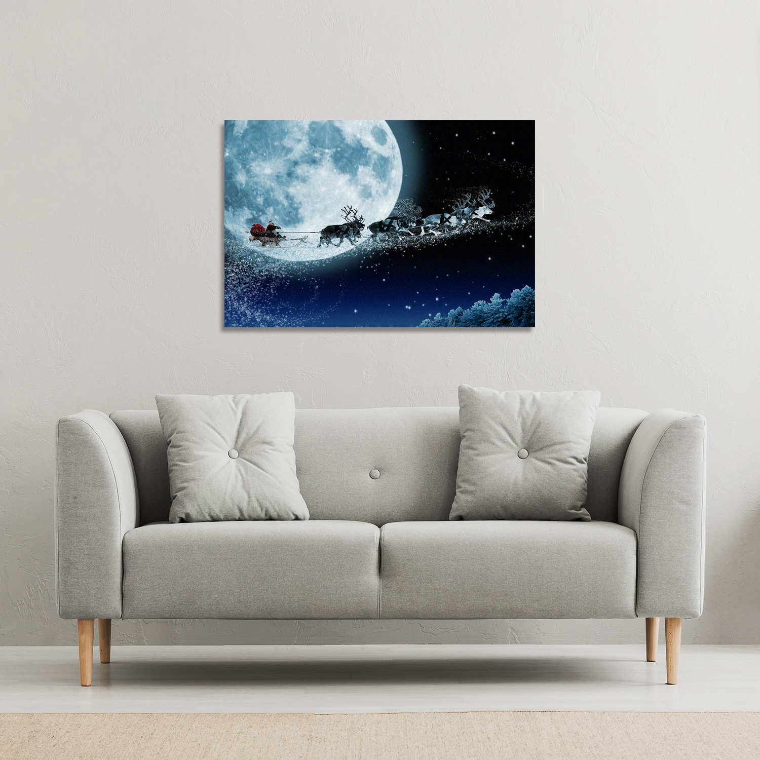 Magic Santa'S Sleigh Gallery Canvas - Blue / 51cm / 77cm