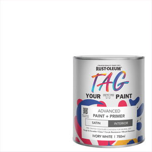 Rust-Oleum Tag Paint in Satin Finish - Ivory White 750ml