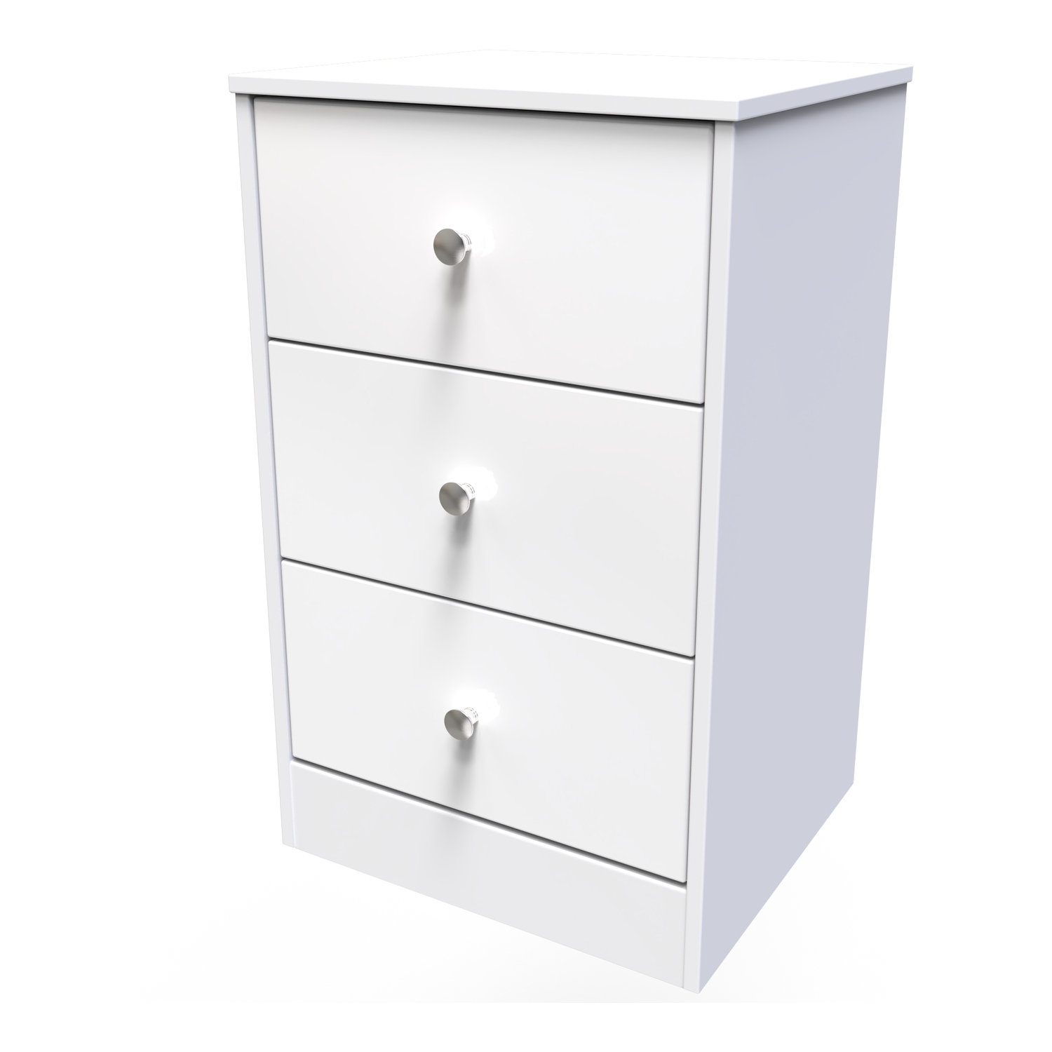 Padstow Ready Assembled 3 Drawer Bedside Cabinet - White Gloss White Matt
