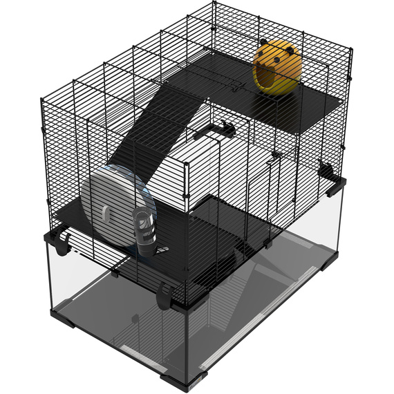 3 Tiers Hamster Cage with Ramps, Exercise Wheel