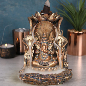 Bronze Ganesh Backflow Incense Burner with Waterfall Effect