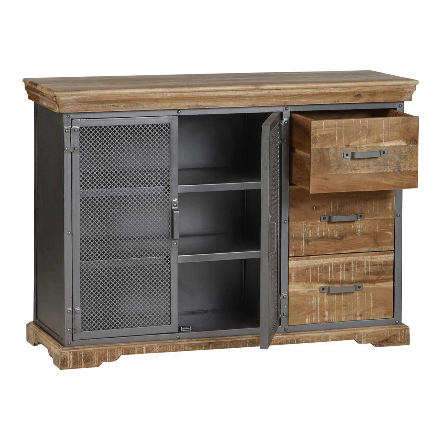 Cosmopolitan Industrial Large Sideboard - Light Wood