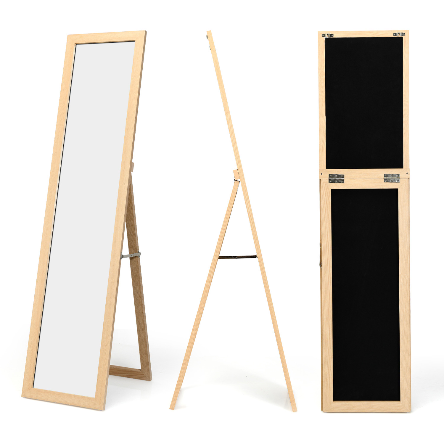 COSTWAY - Full-length Standing Wall Mirror-Brown - Brown thumbnail